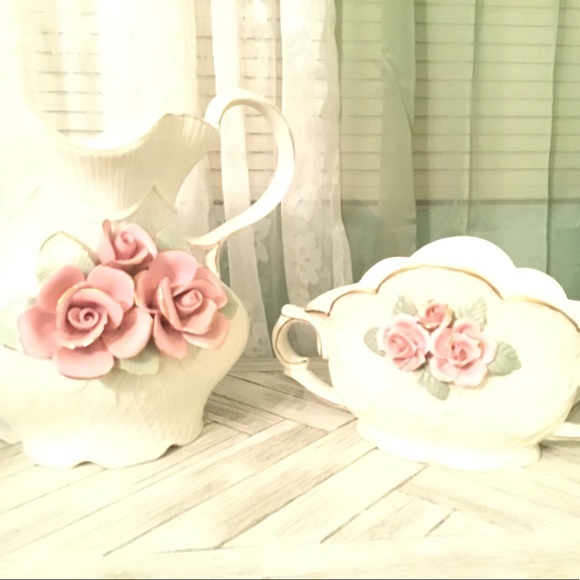 Vintage Porcelain Victorian Pitcher & Server - Picture 4 of 15